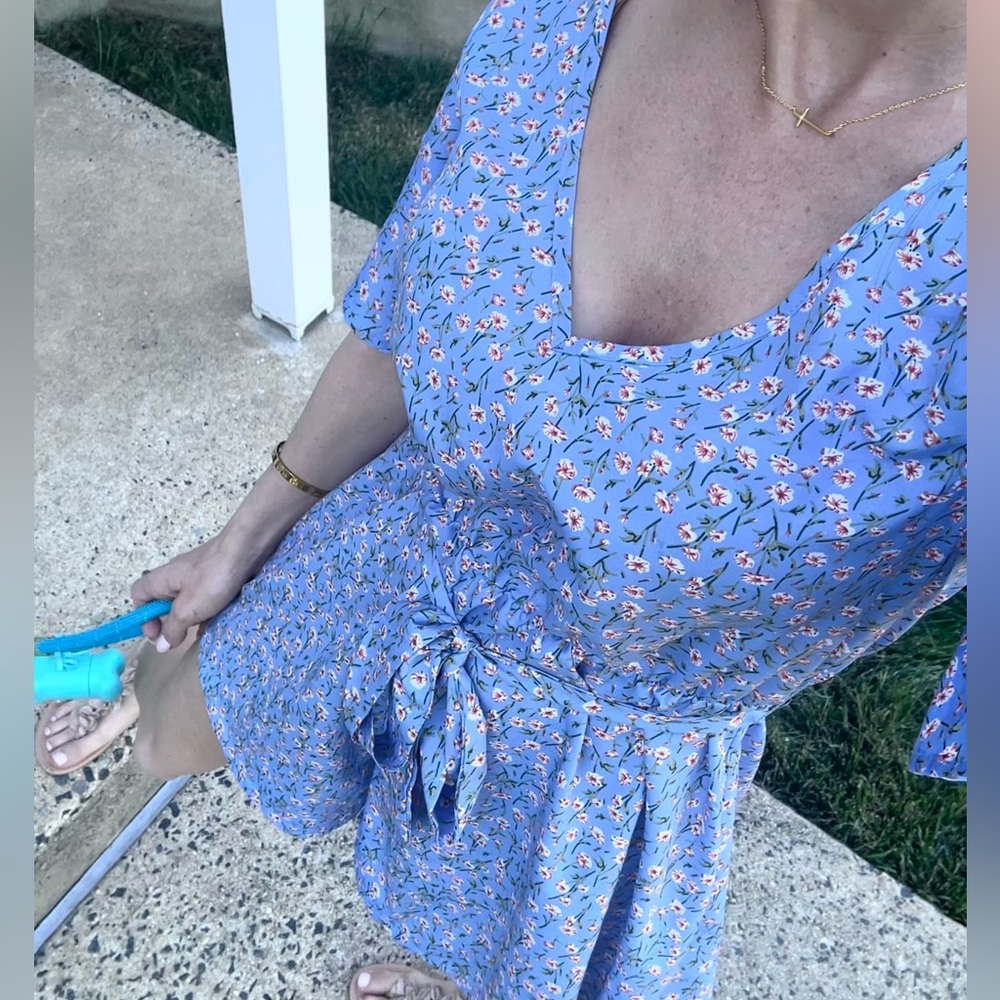 Blue Floral Shorts romper